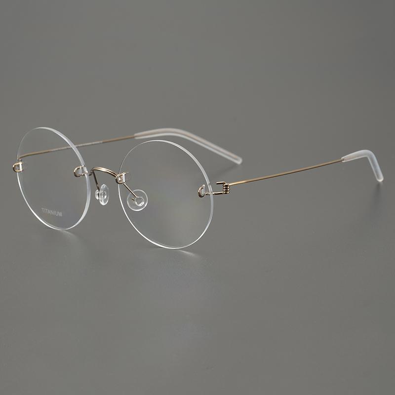 2025 Denmark Brand Fashion Round Rimless Glasses Frame Men Women Pure Titanium Ultralight 6g Eyeglassess Retro Eyewear Classic