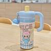 Floral Cartoon Handle Stainless Steel Vacuum Insulated Cup with Tea Infuser and Straw