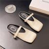 2025 Spring New Fashion Korean Version of Simple Belt Buckle Square Head Bag Head Half Drag Without Heel Lazy Slippers Women