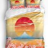 Bettwäscheset im japanischen Stil mit Sakura-Kirschblüten und rosa Blumen, 3-teilig, für Doppelbett, Heimtextilien, Bettbezug, Bettbezug, Kissenbezug