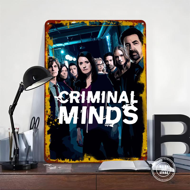 Poster Stampato Criminal Minds Arte da Parete Personalizzato Segni Metallici Vintage Retro per Decorazione Estetica della Stanza Decorazioni per la Casa da Uomo