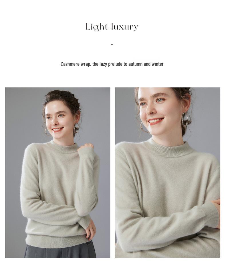 2025 Autumn/Winter Cashmere Knit Women's Half-High Neck Sweater
