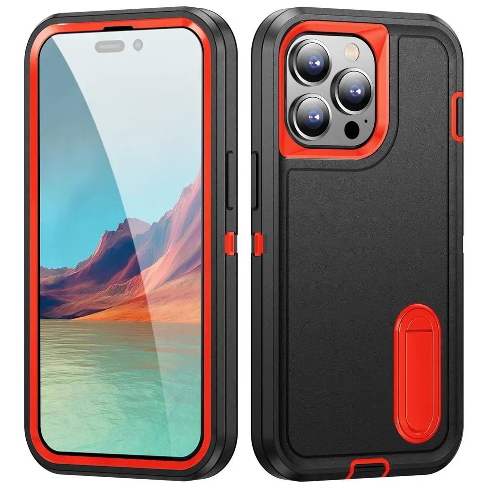 Case For iPhone 17 16 14 15 Plus 11 13 12 Pro Max 17Air 16e Heavy Duty Shockproof Anti-Scratch Protective with Kickstand Cover