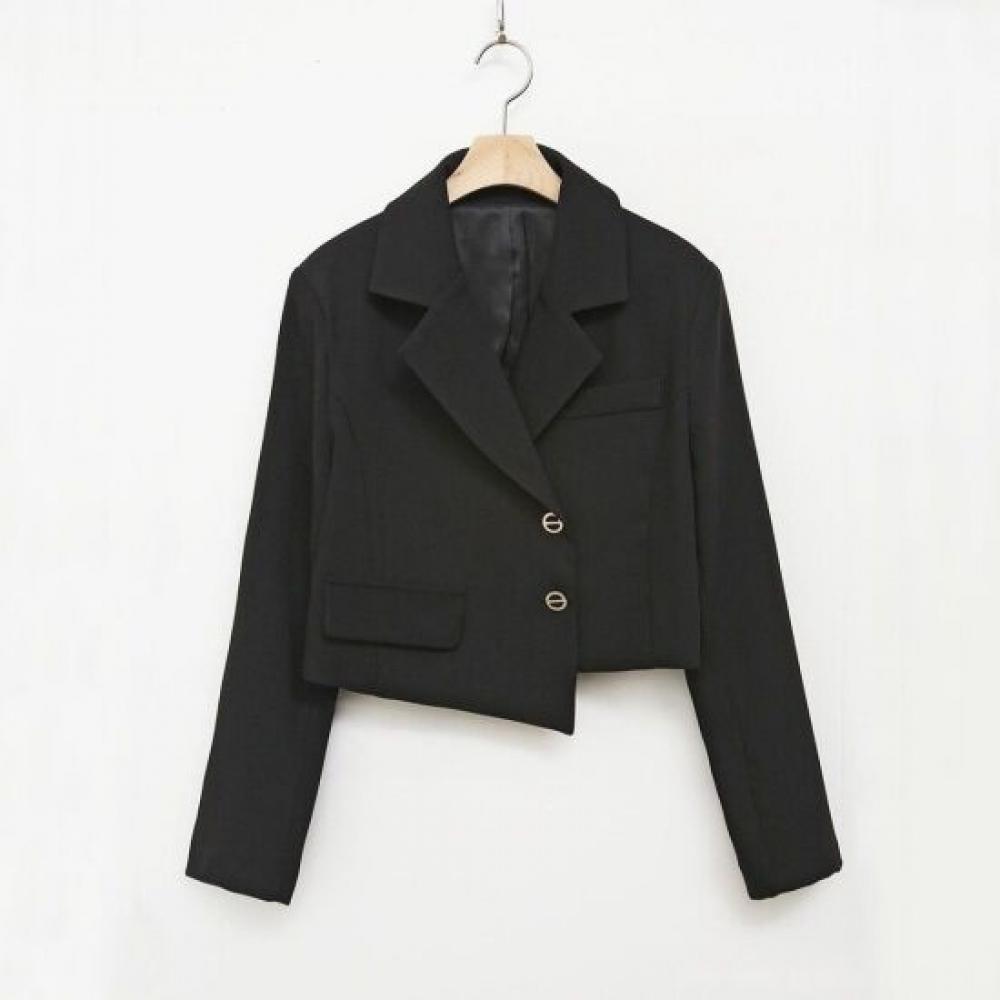 Style Latte Women Unbalanced Crop Stretch Jacket Spring Autumn Outer Trendy Tail