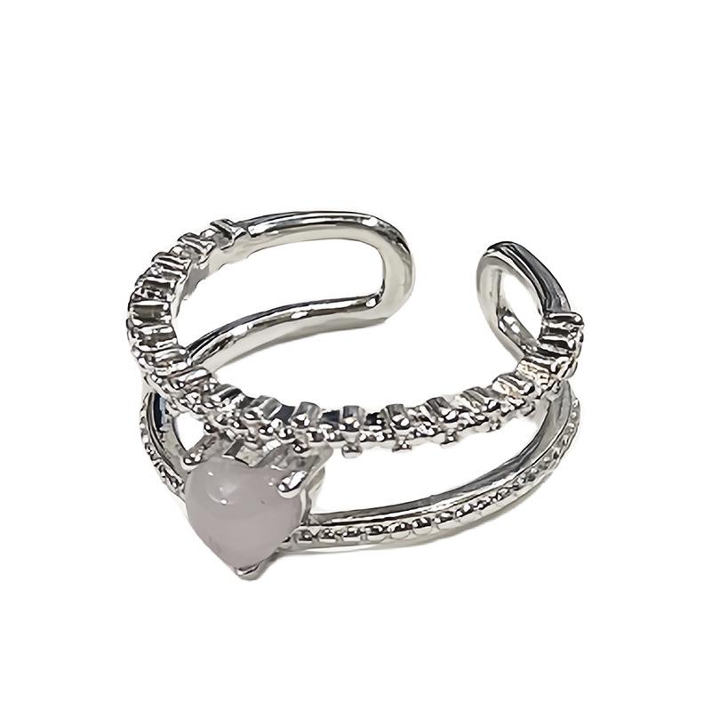 Niche Design Double-Layer Pink Love Open Ring Set Stacked Ring Personalized Women'S Fashion High-End Jewelry