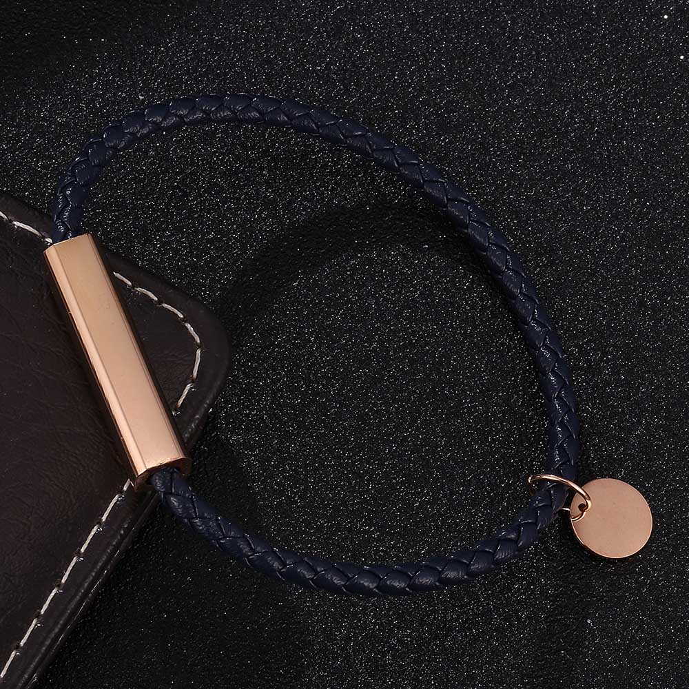 

Модный синий кожаный браслет женский браслет шарм браслет ювелирное изделие подарок Wearing Length 205mm темно-синий