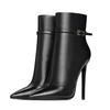 New Pointed Stiletto Extra-High Heel, Side-Opening Zipper Metal Fastener, Runway Plus-Size Women'S Boots, Ankle Boots