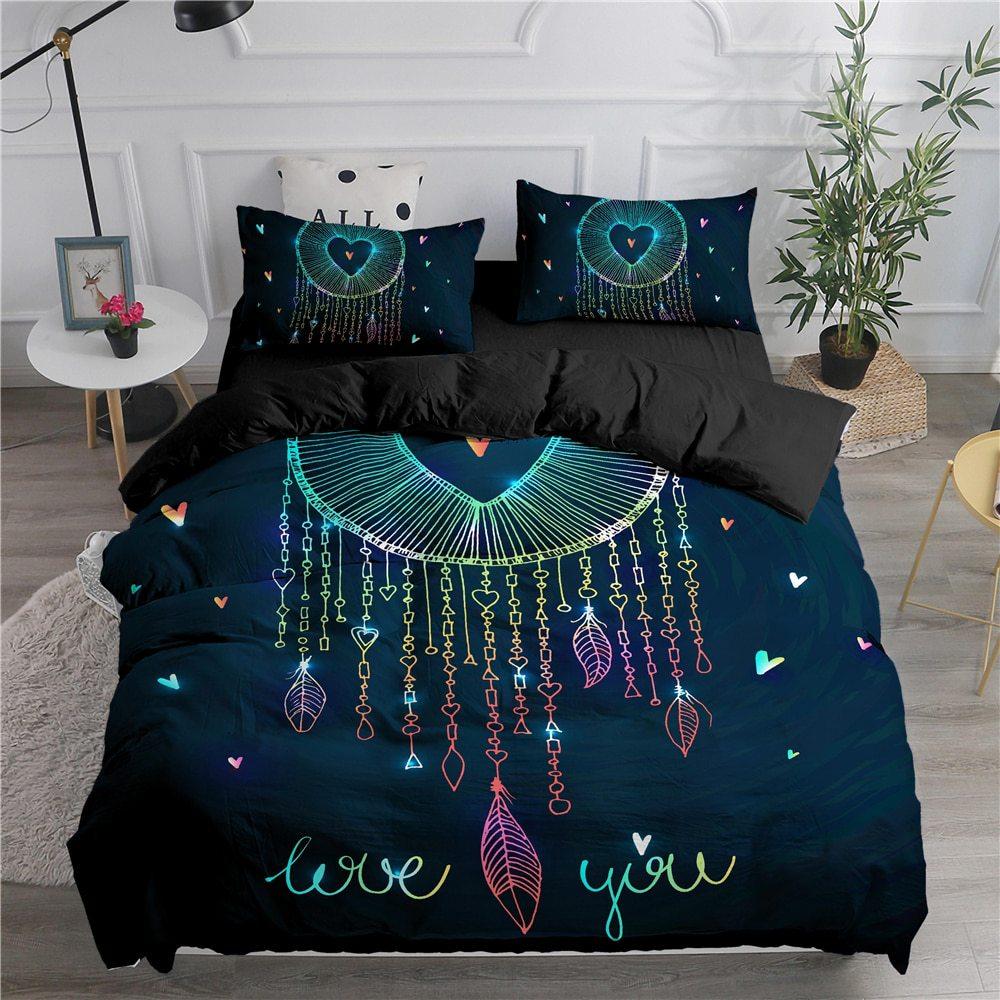 

Digital Printing Three-Piece Dream Catcher Bohemian Mandala Flower Feather Quilt Cover Bedding 70 * 133 two-piece set