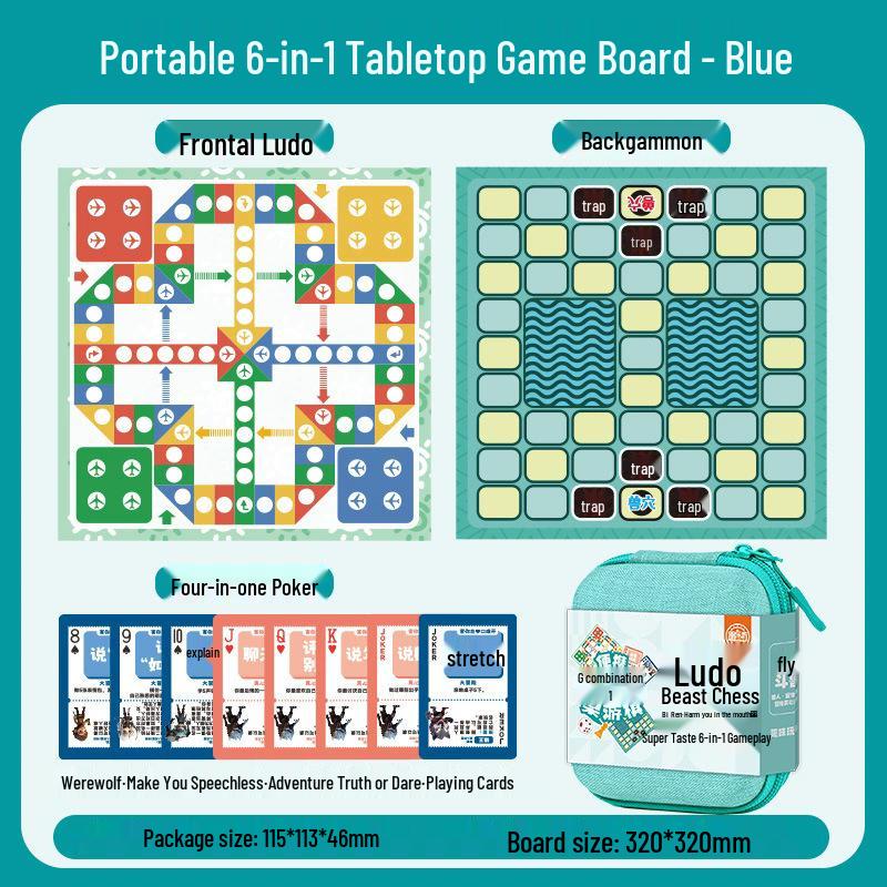 Portable Ludo & Animal Chess: Pocket-Sized 5-in-a-Row Kids' Board Game