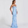Damen Spaghetti-Träger Korsett Maxikleid Schmal Geschnitten Abendkleid Formelles Abschlussballkleid