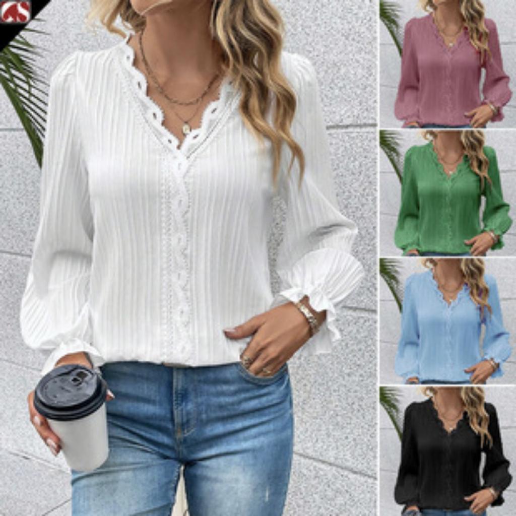 Summer Women's Loose Casual T-Shirt, European American Style Lace Crew Neck Flounce Sleeve Jacquard Dot Lace Trim Top