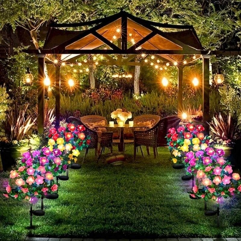 LED Solar Light Waterproof Azalea Solar Flowers Lamp Outdoor Decorative for Garden Yard Lawn Path Lighting Holiday Wedding Decor