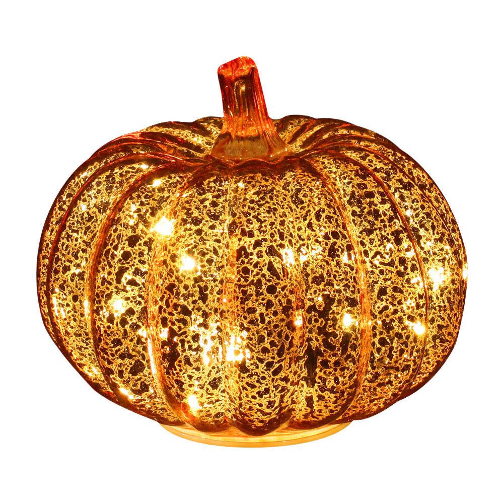 Halloween Artificial Glass Pumpkin with LED Lights Glass Decoration Halloween LED Lights Lamp Festive Atmosphere Decorations