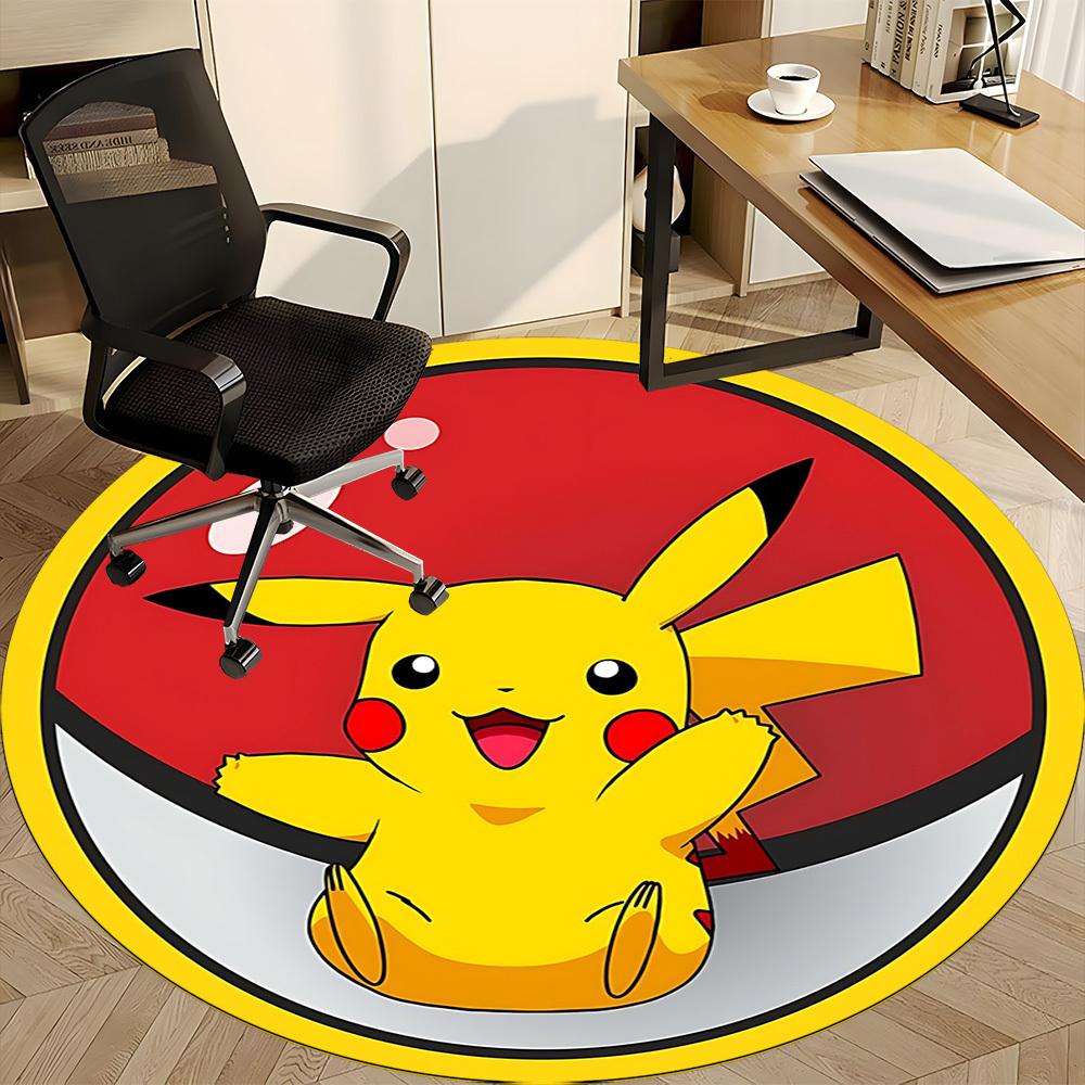 1pc Pokeball Office Round Area Rug, Indoor Mat Suitable For Office, Under Office Chairs Bedroom Living Room Home Decor, Room Deco