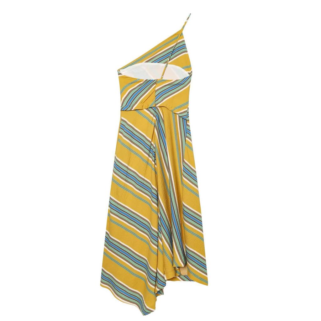 2026 Summer Vintage Asymmetric Maxi Dress Women's Gown Fashion Striped Slim Fit Party Long Dress Female One Shoulder Dresses