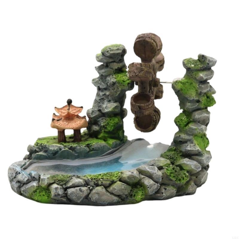 Aquariums Decorations Landscaping Resin Rockery Waterwheel Figurine for Shrimp X3UC China Mainland