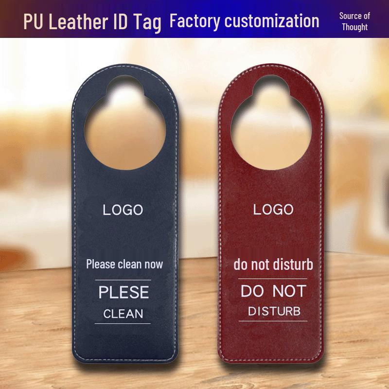 PU Leather Do Not Disturb Door Sign - English Version for Hotels and Conferences