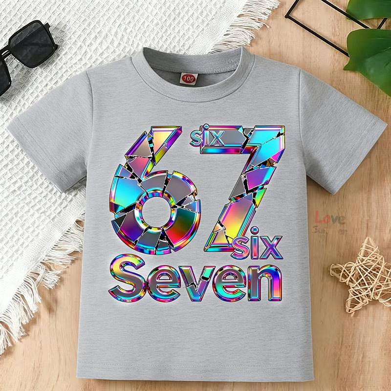 67 Six Seven 6 7 Italian Brainrot T-shirt For boys girls children Cotton T Shirts Short Sleeve Tops