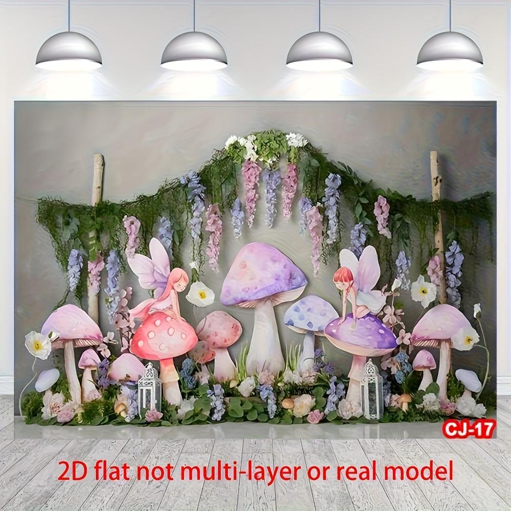 2D Plan 1 Piece Purple Mushroom Fairy Garden Background Magic Forest Photography Prop