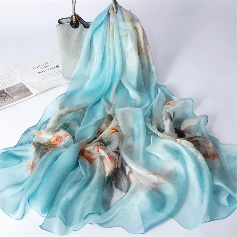 New 100% Mulberry Silk Silk Scarf Pure Chiffon Silk Scarf Shawl Exquisite Scarf Yarn