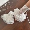 Flare Style Lace Wrist Cuffs Silk Ribbon Flare Cuffs Vintage Ruffles Gloves  Girl