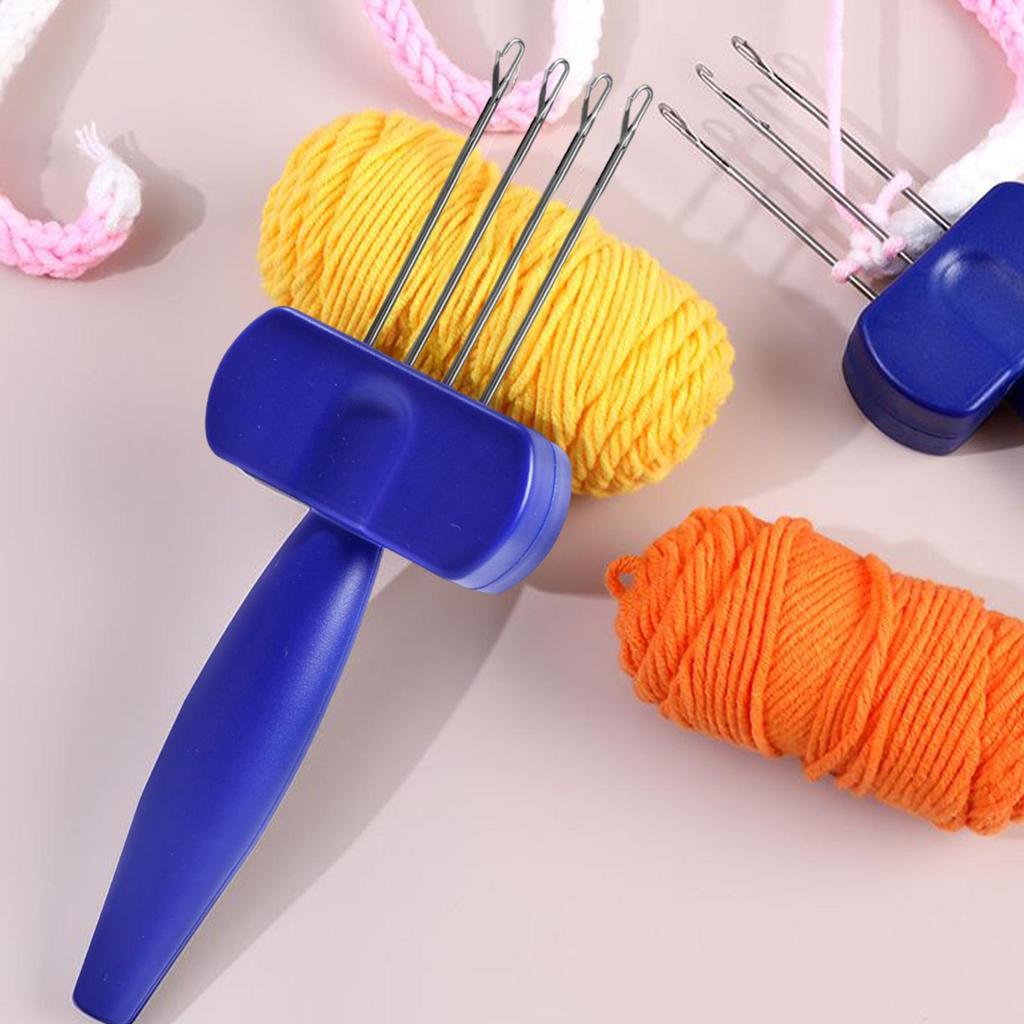 Cord Knitting Tool Latch Hook Cord Knitting Tool 3-Needle 4-Needle Ergonomic Grip Equipment for Weaving Binding-Off Edging