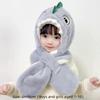Thicken Plush Dinosaur Scarf Hat Set Keep Warm Plush Scarf Cute Winter Children's Hat  Outdoor