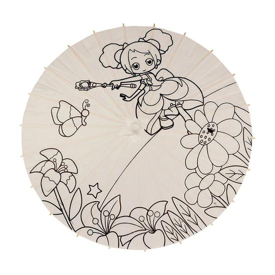 Çocuklar Kendin Yap Boyama Şemsiyesi El Yapımı Çin Japon Beyaz Kağıt Güneş Şemsiyesi Ahşap Saplı Dekoratif Yağlı Kağıt Şemsiye