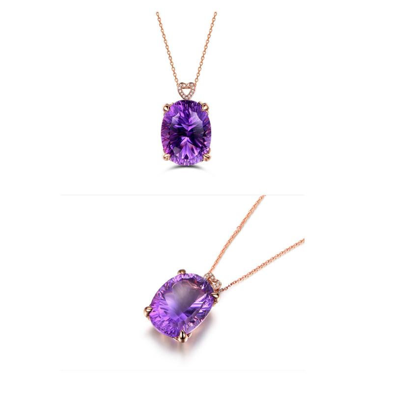 POMOiii High End Luxury Amethyst 18K Gold Color Natural Amethyst Heart Necklace For Women Charm Wedding Engagement Fine Jewelry New Trendy