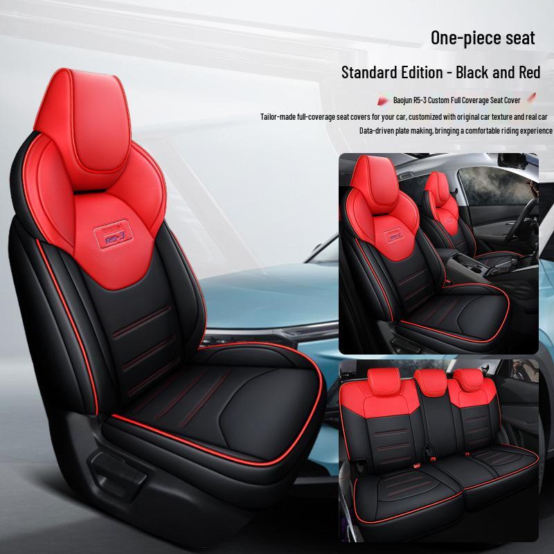 QQG Maßgefertigter Sportsitzbezug aus Leder für Baojun RS-3: Ganzjahres-Kissenpolster