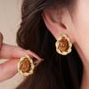 Melanoid Tiger Eye Heart Stud Earrings - Luxurious Fashion Jewelry Design