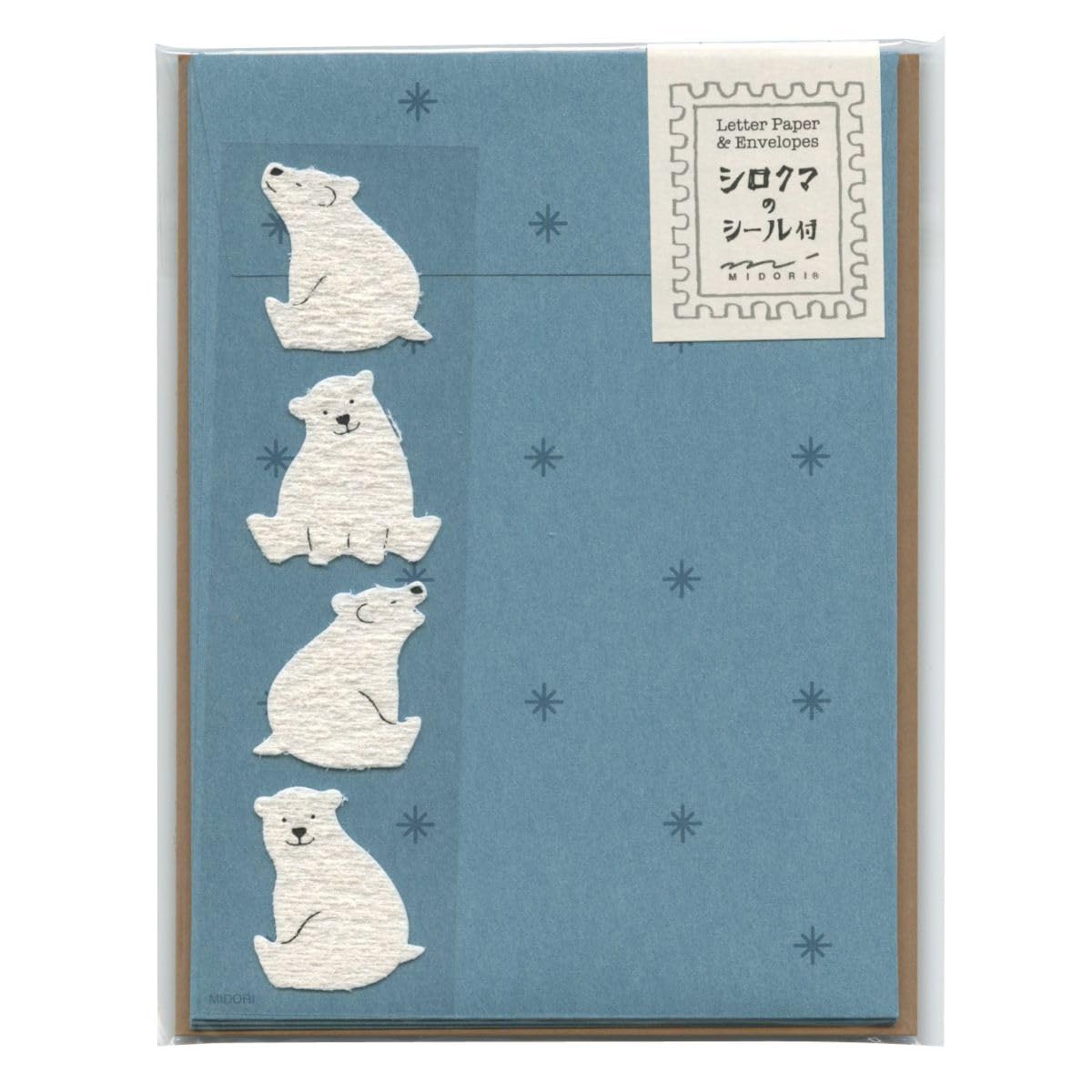 Midori Letter Set with 12 Sheets of 4 Polar Bear Design 86640006 Stickers, Stationery, Envelopes, A,