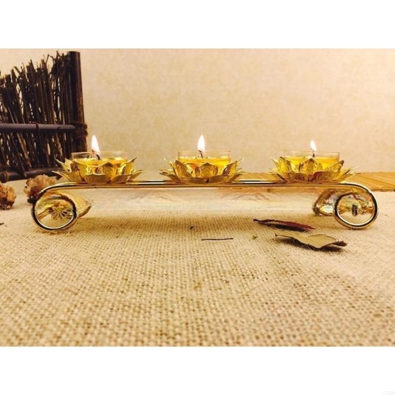 62KD 3 Light Lamp Holder Butter Lamp Candlesticks Ghees Lamp Dinner Table Decorations