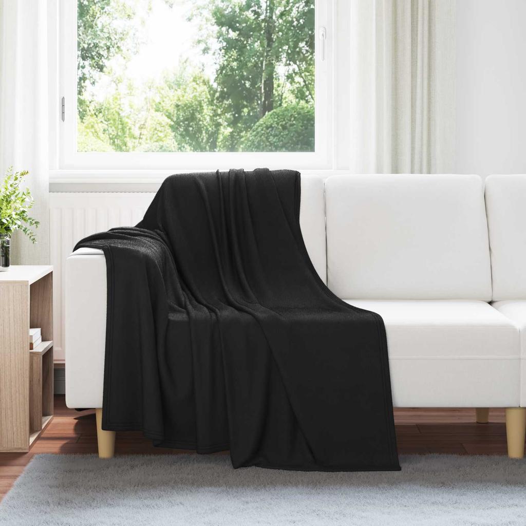 Black Throw Blanket 170 X 130 Cm Fleece