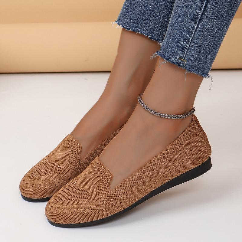 Spring and Autumn New Ladies Solid Color Low-top Shoes Fashion New Casual Women's Knitted Flat Loafers Shoes for Women