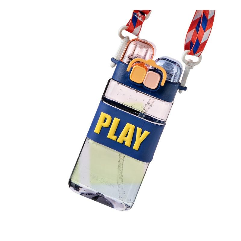 

Двойная прочная детская питьевая соломинка, стакан для воды, студенческий чайник, большая кружка, большая вместимость синий