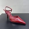 Fashion SUOJIALUN 2025 Spring New Brand Women Sandal Fashion Red Pointed Toe Ladies Elegnat Slingback Shoes Thin High Heel Dress Pumps