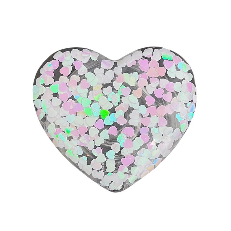 Creative Sequined Love Mobile Phone Airbag Bracket Wind Retractable Lazy Portable Support Watching Drama Paste Type