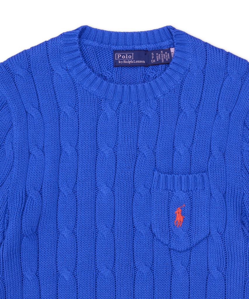 POLO RALPH LAUREN Cable Knit Cotton Short Sleeve Sweater - Blue