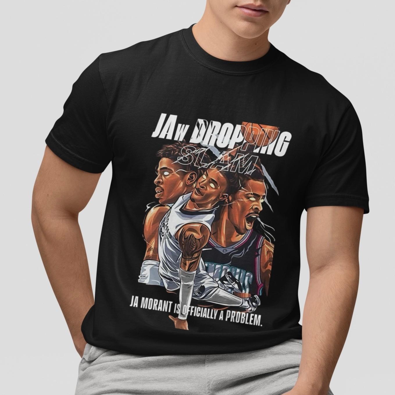 Ja Morant T-Shirt Jaw Dropping Slam Dunk Graphic NBA Basketball Streetwear Top S
