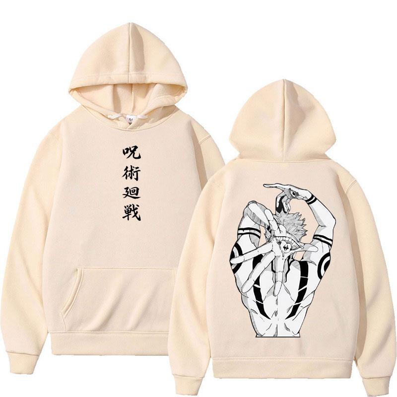 Anime Jujutsu Kaisen Sukuna Print Hoodies Harajuku Vintage Manga Men's Pullover Oversized Casual Cosplay Hoody Sweatshirt