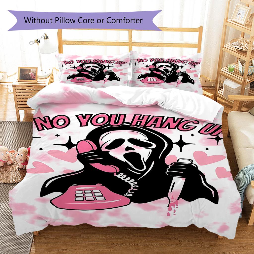 Scream Pattern Bedding,Quilt Set Quilt Cover Pillowcase Home Birthday Gift (1 * Duvet Cover + 2 * Pillowcase, Without Core)