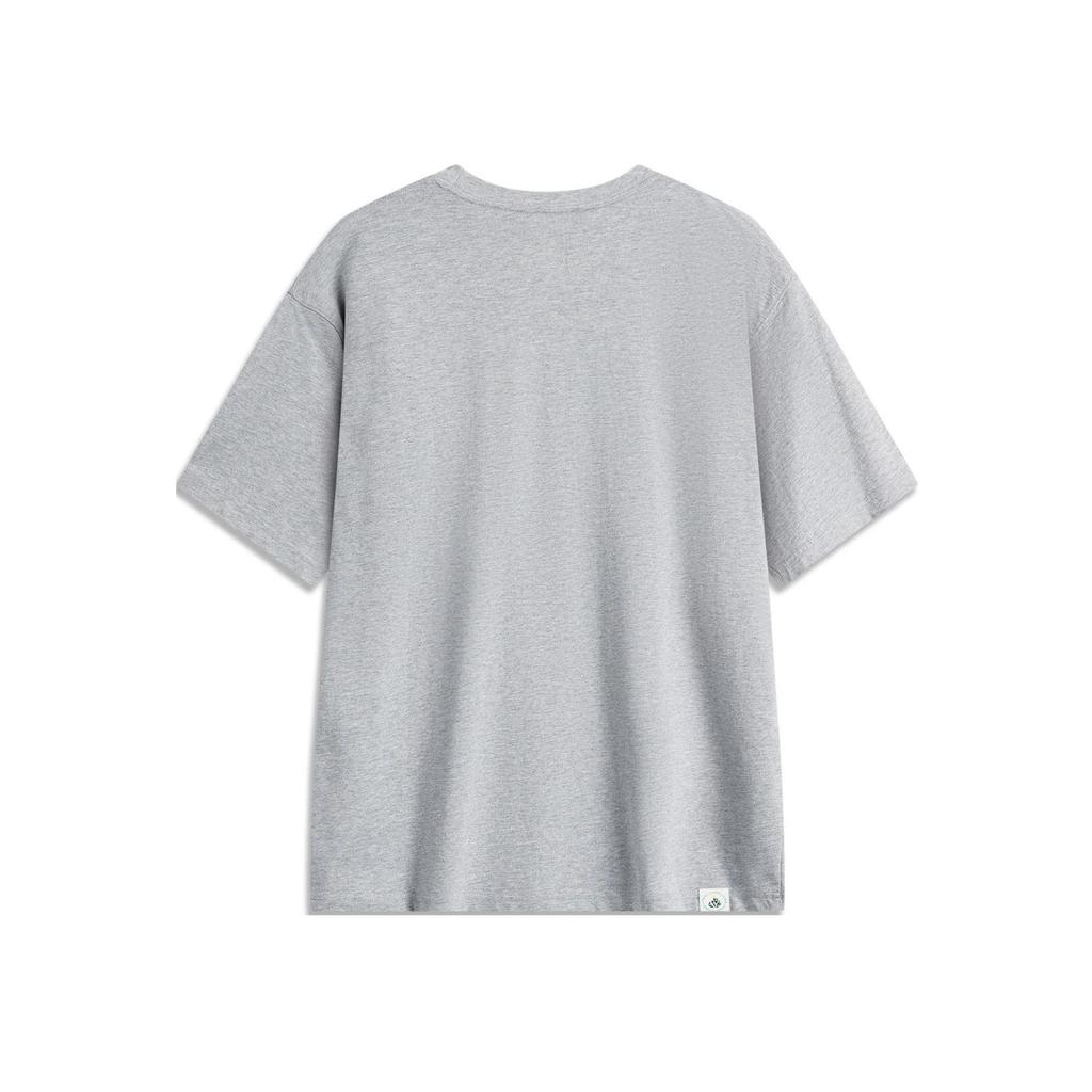 Li Ning 2024 Honor Series In My Name Großes Logo Gedruckter Schriftzug Sport Kurzarm T-Shirt Unisex Oberteile Blume-Grau AHSUC27-6