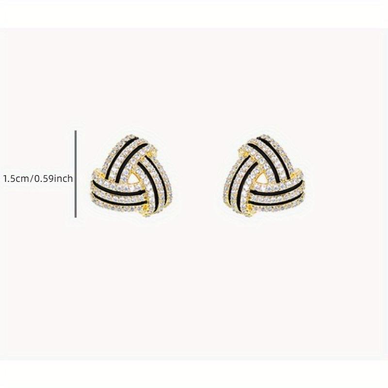 Elegant Golden Triangle Stud Earrings with Sparkling Rhinestones - Versatile Daily Wear & Party Jewelry
