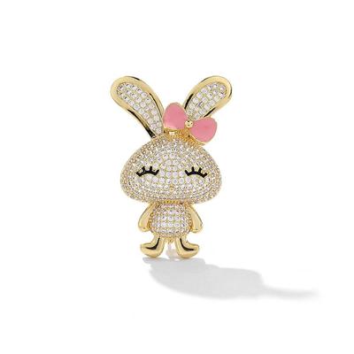 Year Of The Rabbit Full Diamond Cute Brooch Temperament Super Cute Rabbit Corsage Women'S Clothing Rhinestone Pin Jewelry