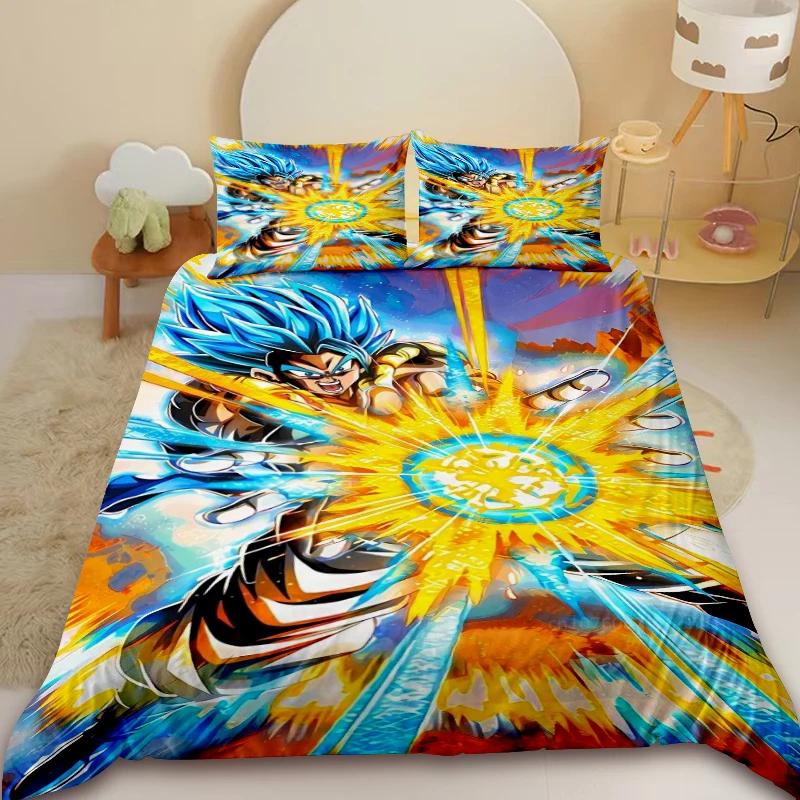 Anime Soft Duvet Cover D-Dragon-Bal Beding Set Warm Comforter Cover Super Saiyan Comfortable Quilt Covers featuring Pilowcase For Bedrom Decor