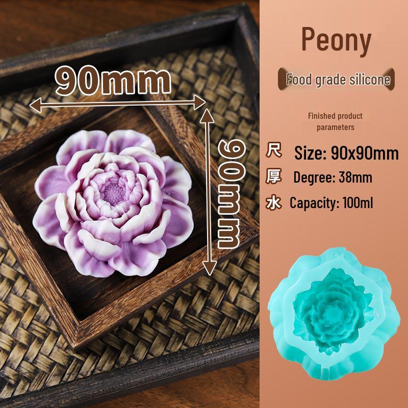 Peony & Lotus 3D Jelly Mold - Rose Milk, Silicone Mousse Pudding Cold Dish Mold
