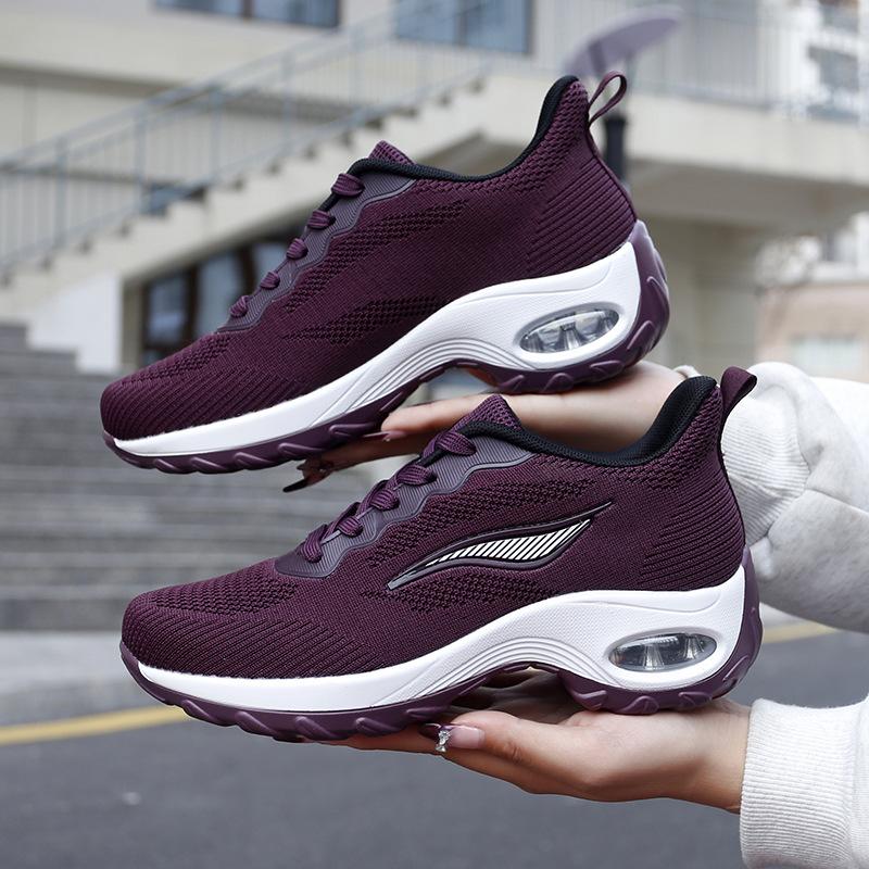 

New fly-woven mesh shoes casual sports shoes air cushion outdoor travel hiking large-size women s single shoes 42