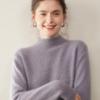 Women's Heathered Cashmere Roll-Neck Sweater - Thickened, Long Sleeve Knit Pullover for Autumn/Winter