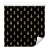 Black and Gold Tropical Pattern Wallpaper, Black, Ochre and Yellow, 50x1000